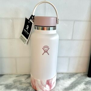 Hydro Flask White and Pink Water Bottle
